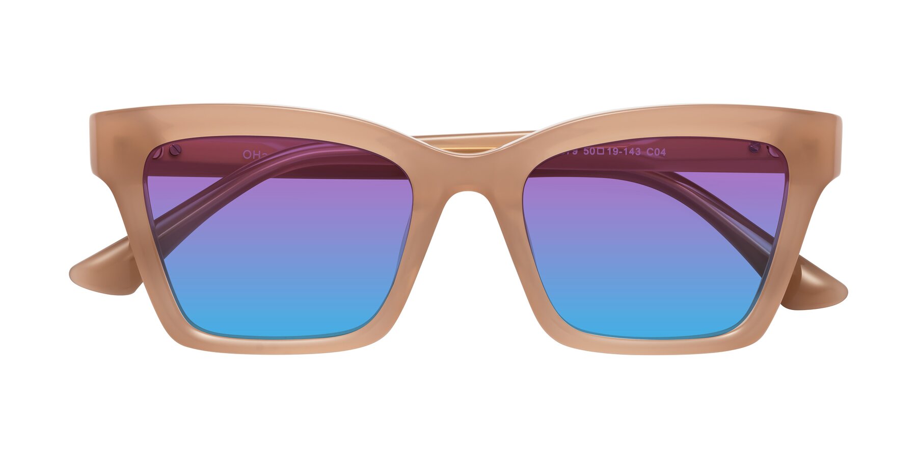 Folded Front of OHare in Peach with Purple / Blue Gradient Lenses