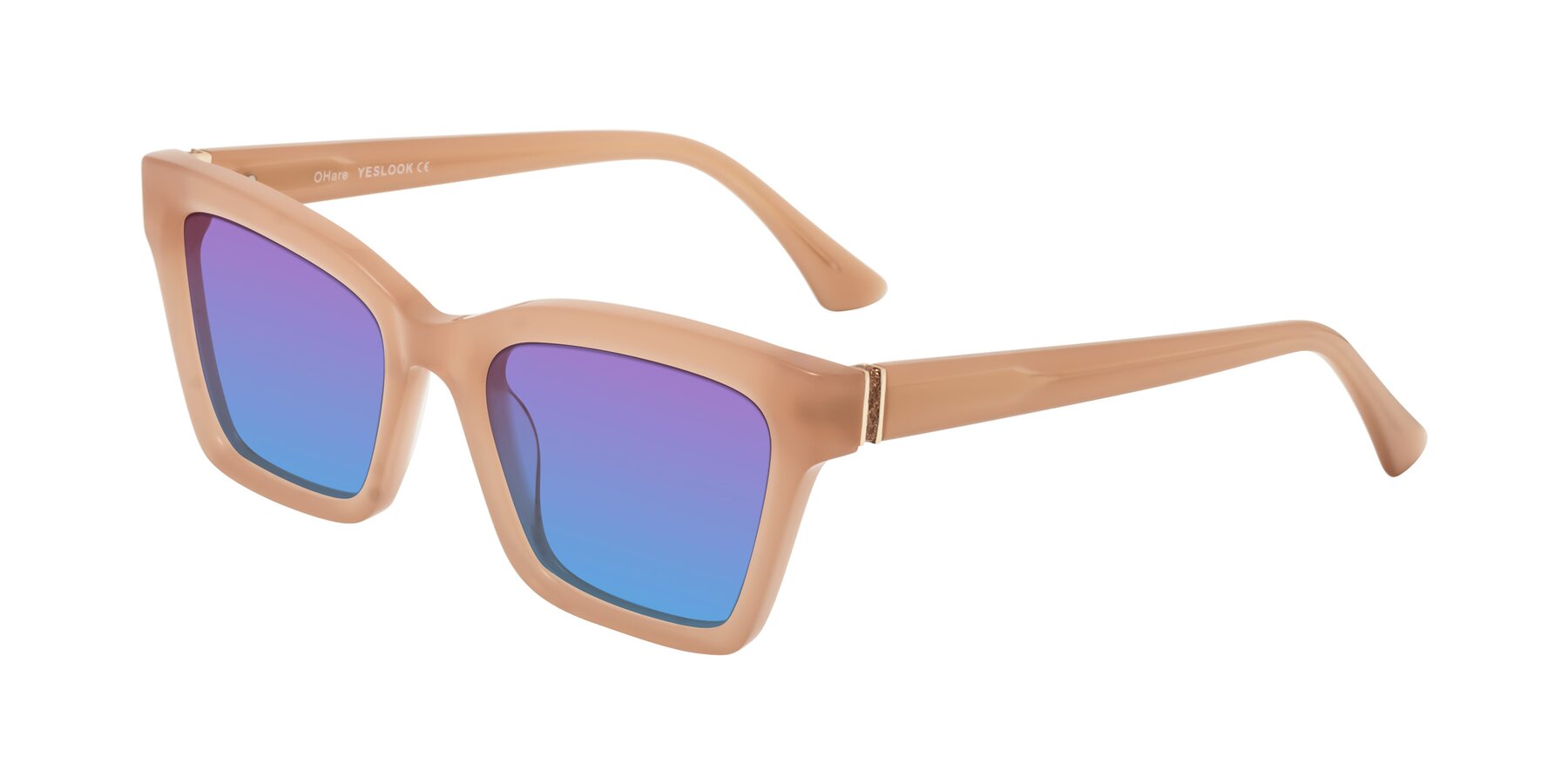 Angle of OHare in Peach with Purple / Blue Gradient Lenses