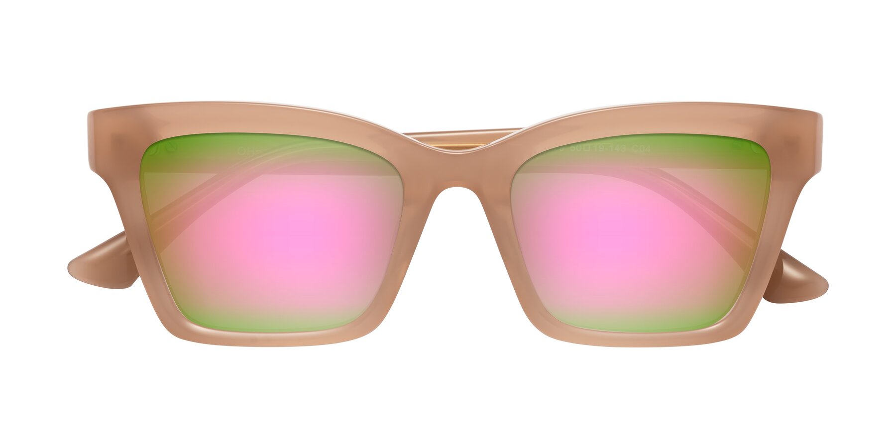 Folded Front of OHare in Peach with Pink Mirrored Lenses