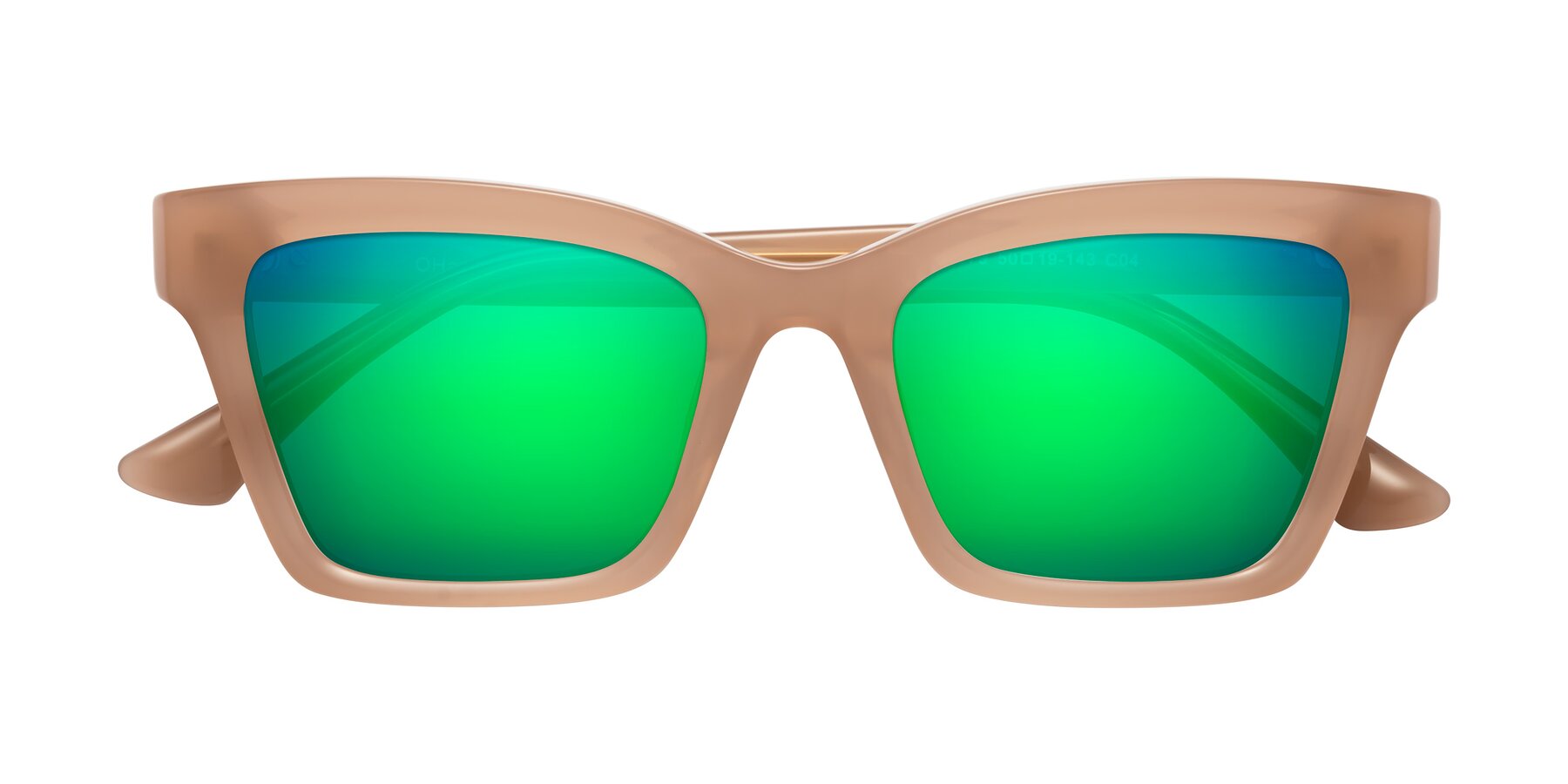 Folded Front of OHare in Peach with Green Mirrored Lenses