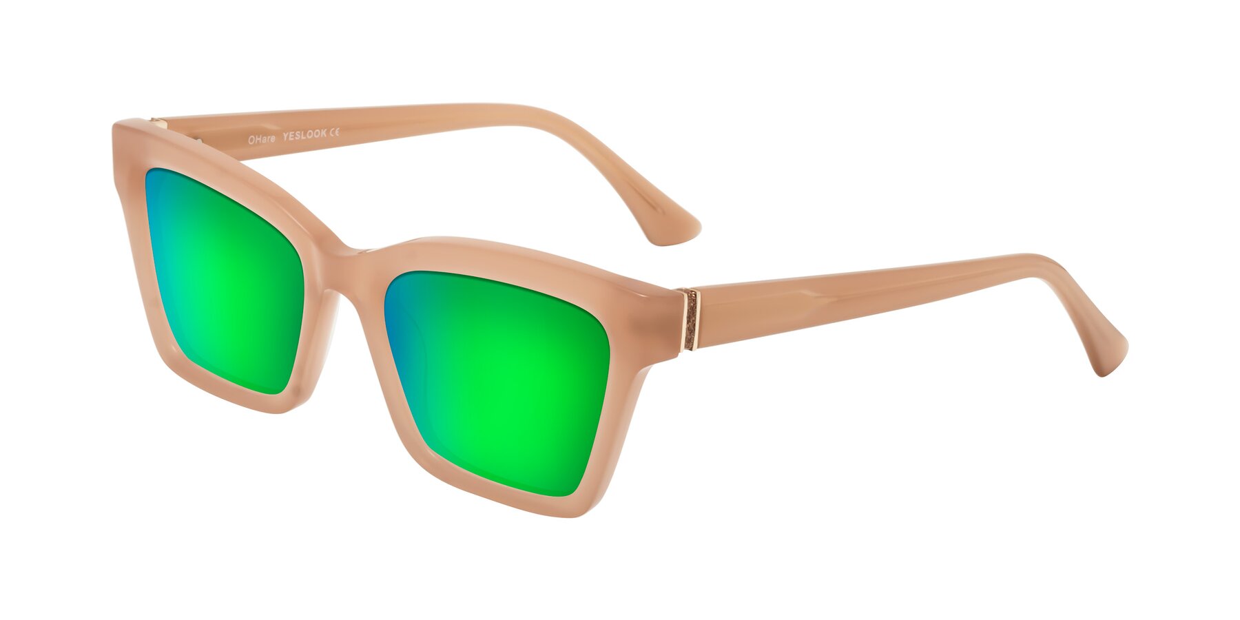 Angle of OHare in Peach with Green Mirrored Lenses