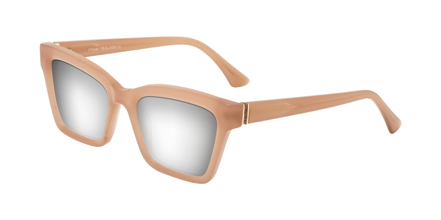 Angle of OHare in Peach with Silver Mirrored Lenses