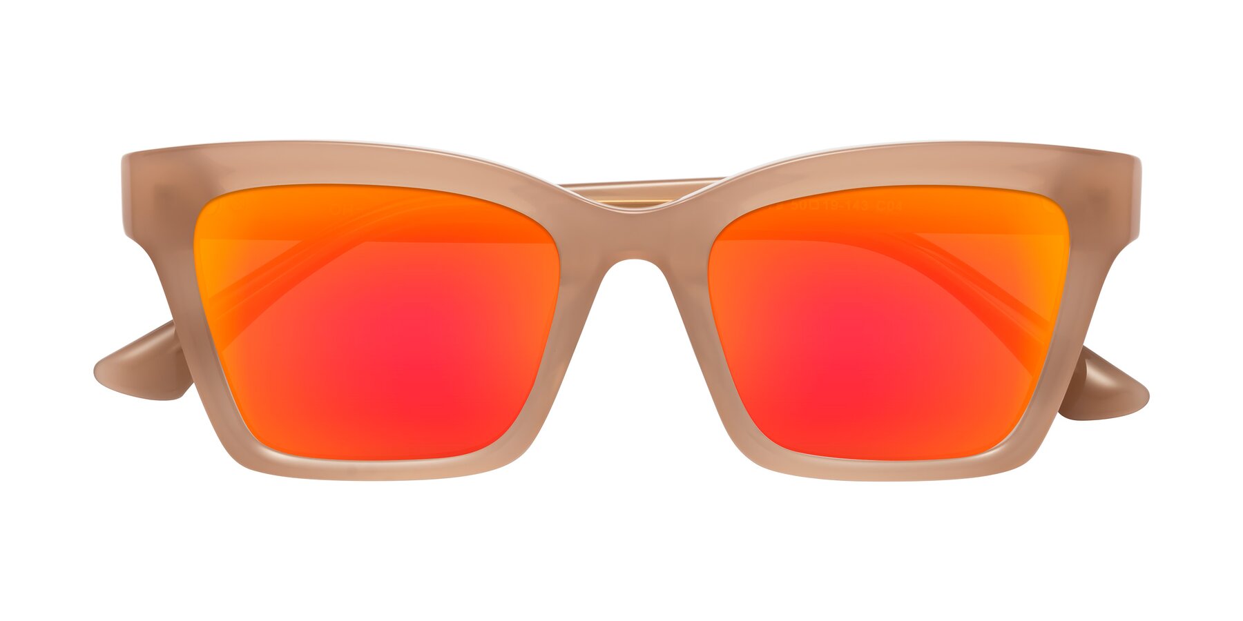 Folded Front of OHare in Peach with Red Gold Mirrored Lenses