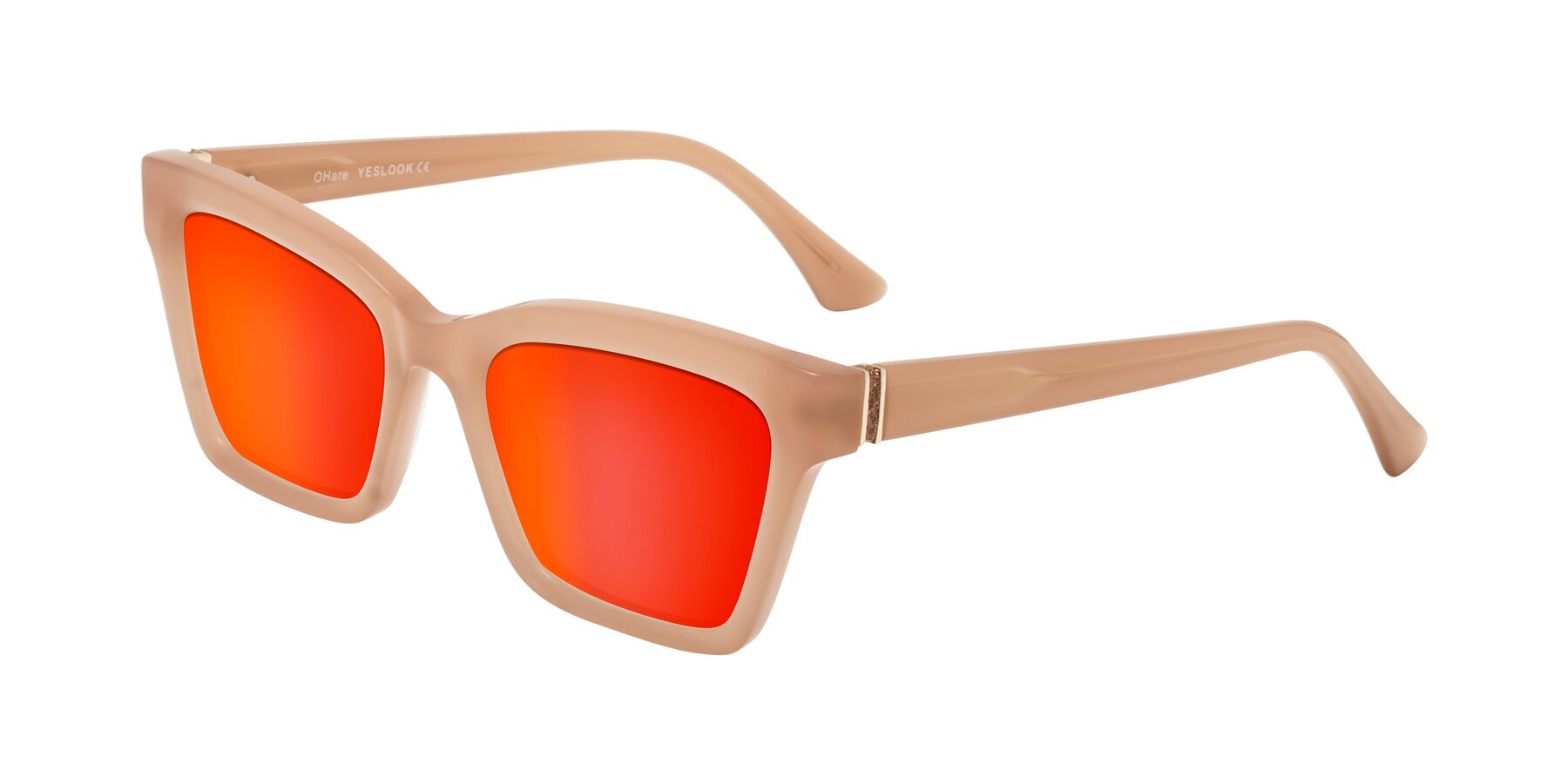 Angle of OHare in Peach with Red Gold Mirrored Lenses