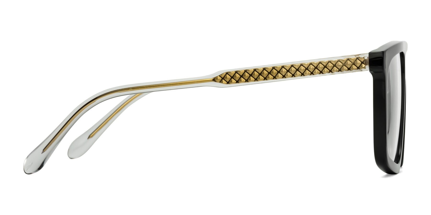 Side of Vazquez in Black/Gold with Clear Blue Light Blocking Lenses