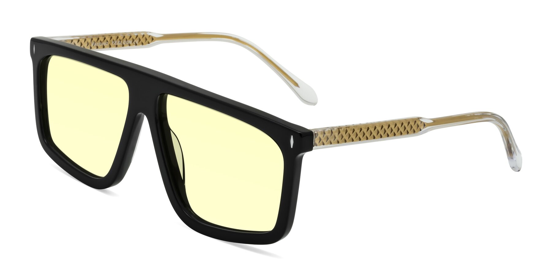 Angle of Vazquez in Black/Gold with Light Yellow Tinted Lenses