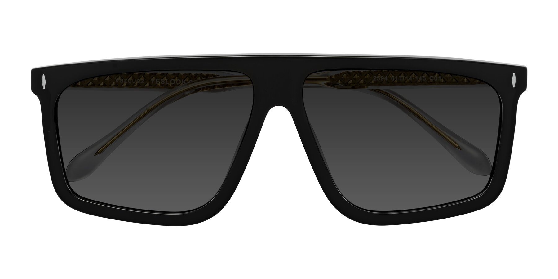 Folded Front of Vazquez in Black/Gold with Gray Tinted Lenses