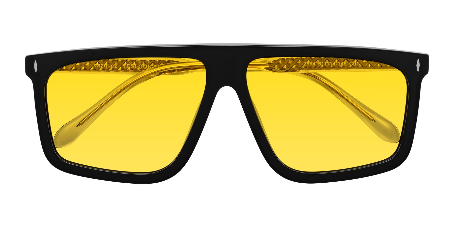 Folded Front of Vazquez in Black/Gold with Yellow Tinted Lenses