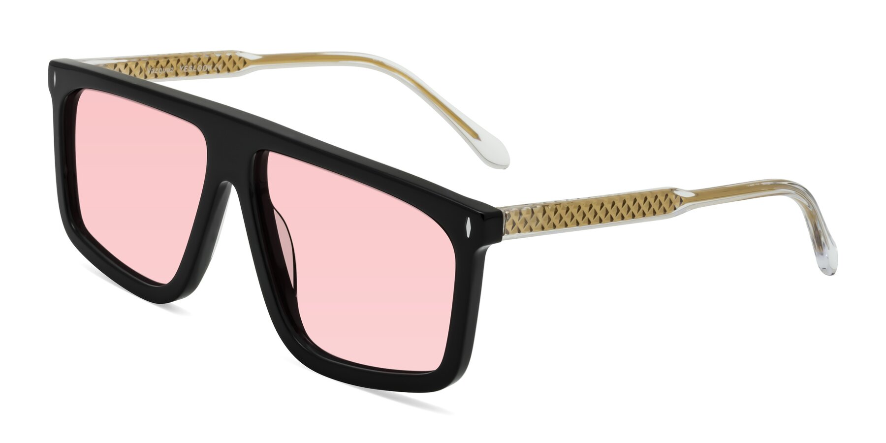 Angle of Vazquez in Black/Gold with Light Garnet Tinted Lenses