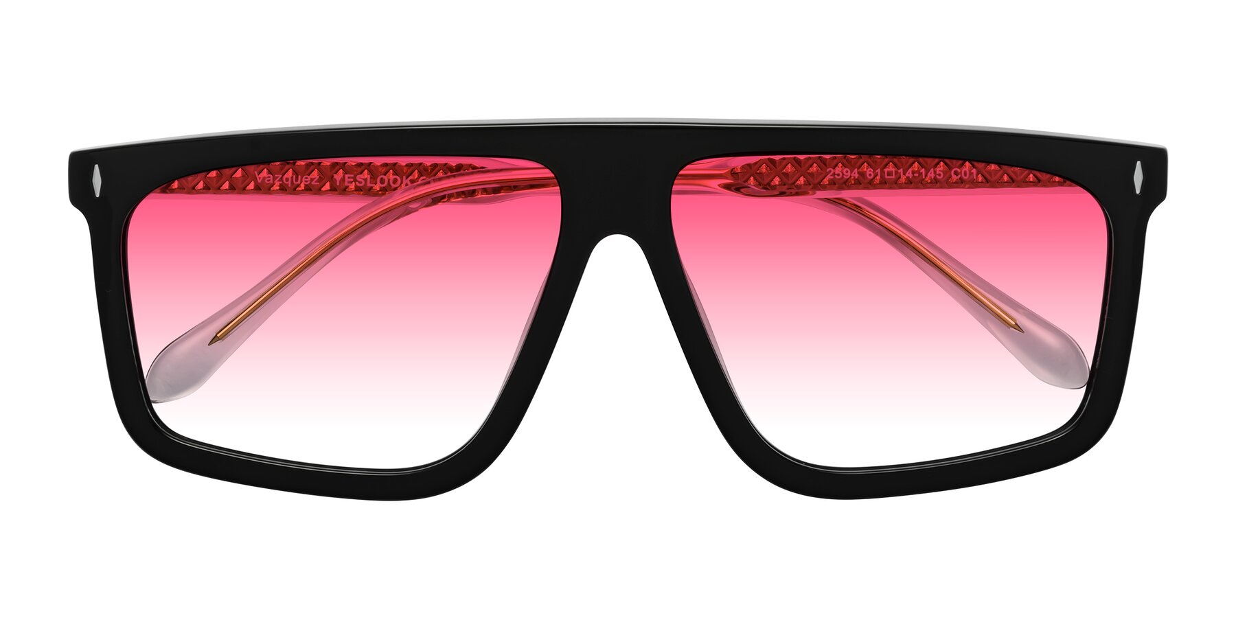 Folded Front of Vazquez in Black/Gold with Pink Gradient Lenses