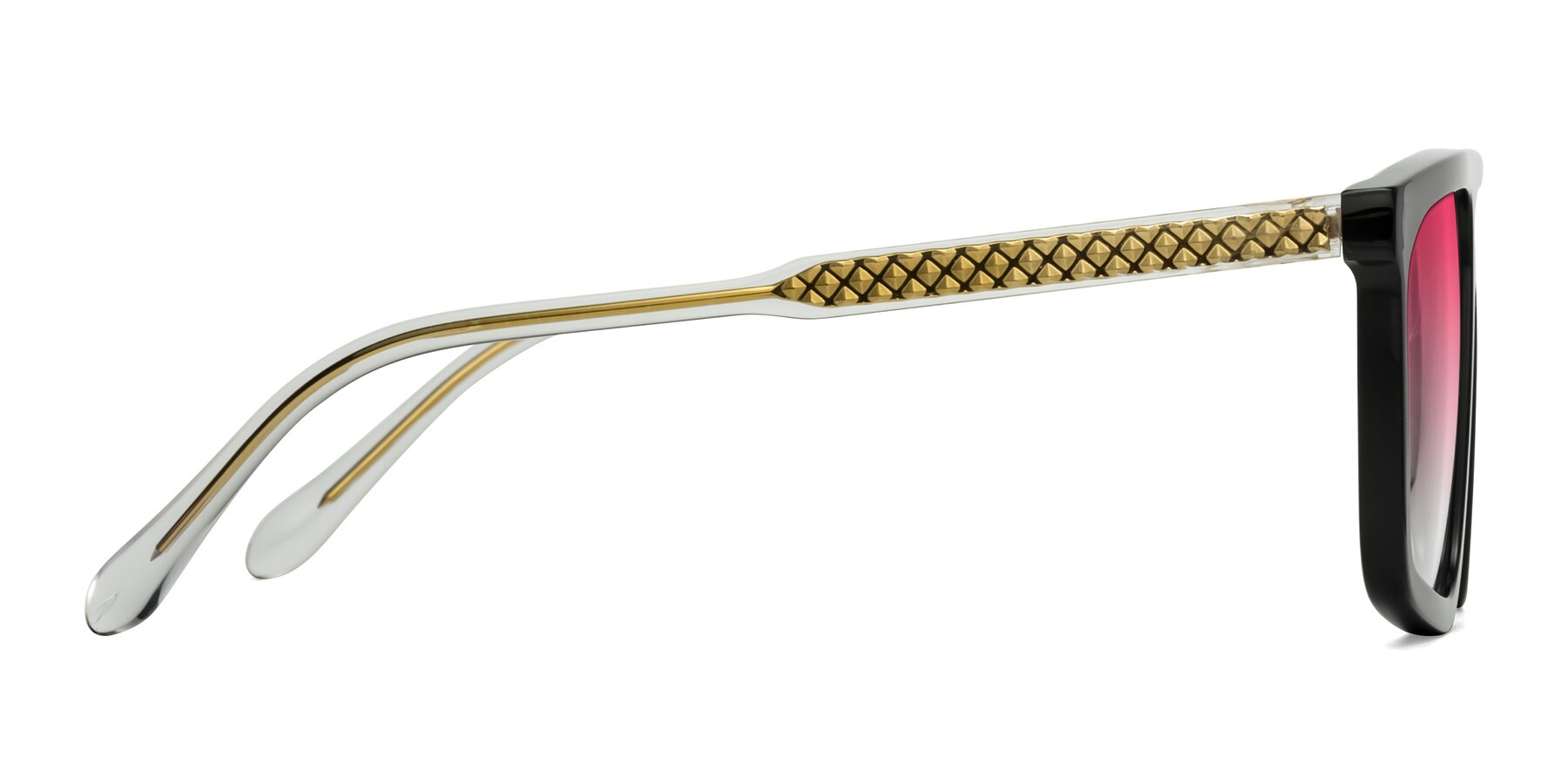 Side of Vazquez in Black/Gold with Pink Gradient Lenses