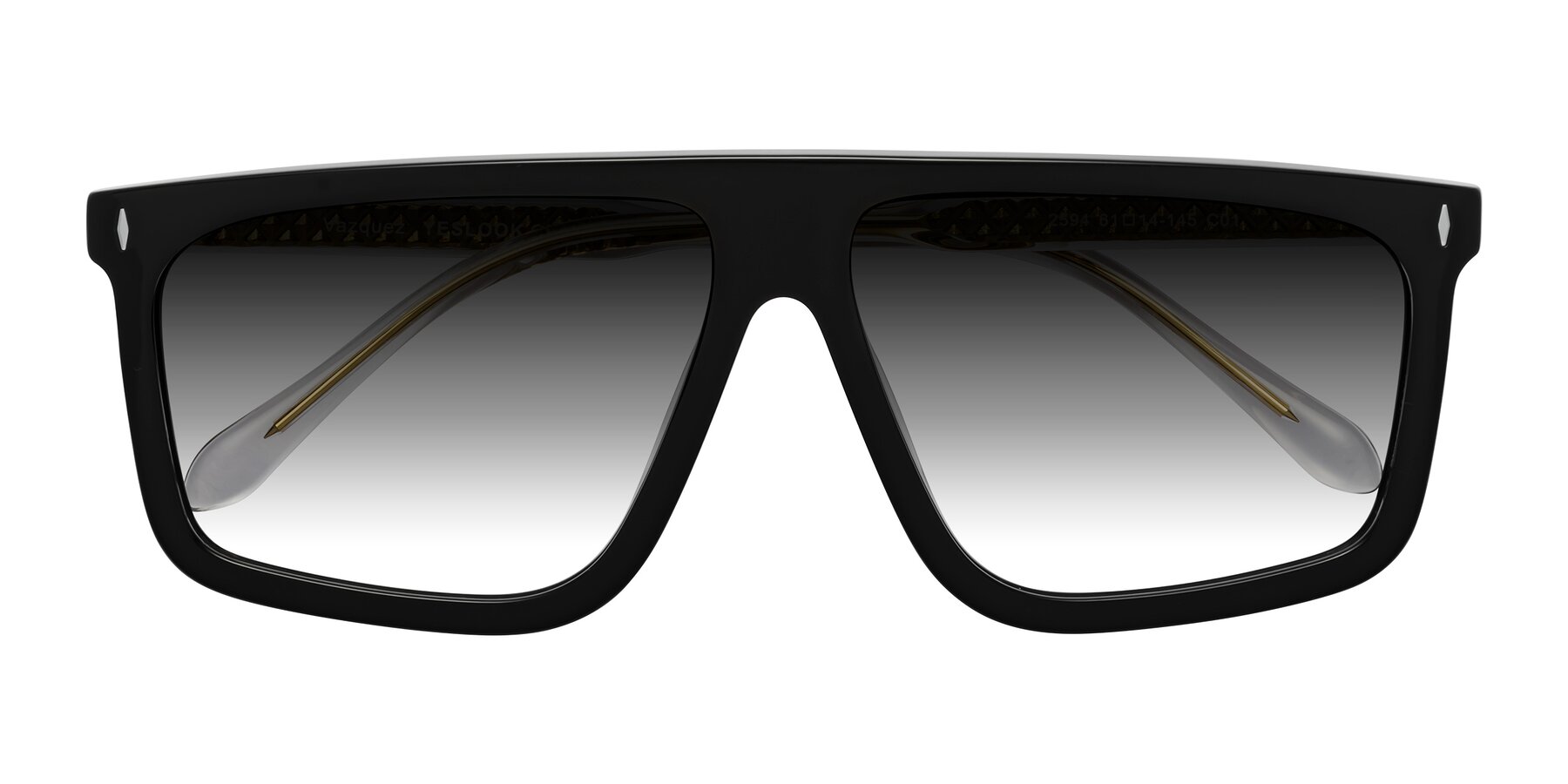 Folded Front of Vazquez in Black/Gold with Gray Gradient Lenses