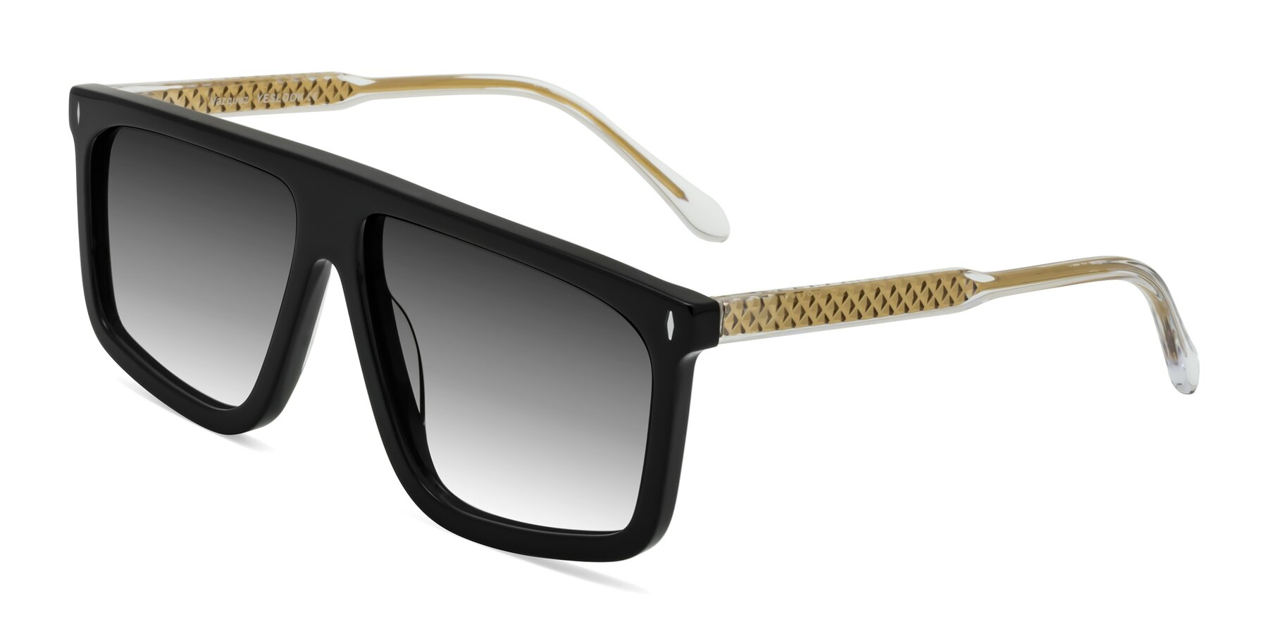 Angle of Vazquez in Black/Gold with Gray Gradient Lenses