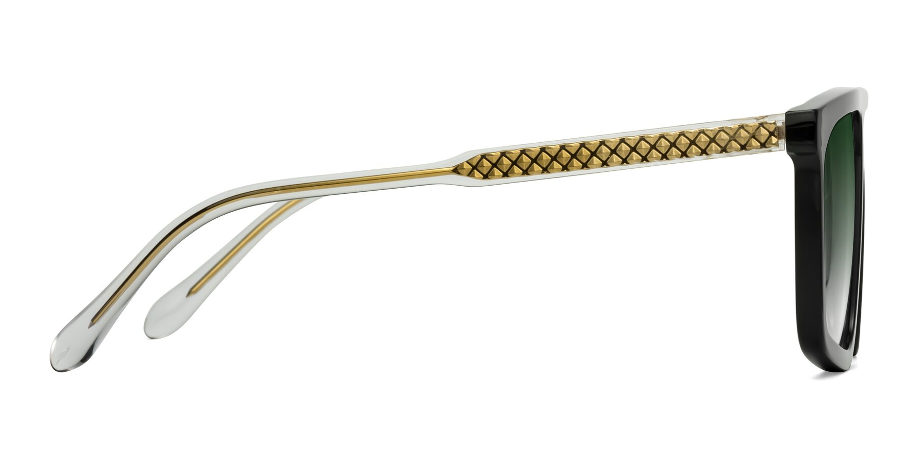 Side of Vazquez in Black/Gold with Green Gradient Lenses