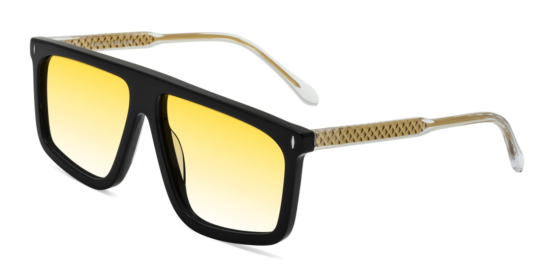 Angle of Vazquez in Black/Gold with Yellow Gradient Lenses