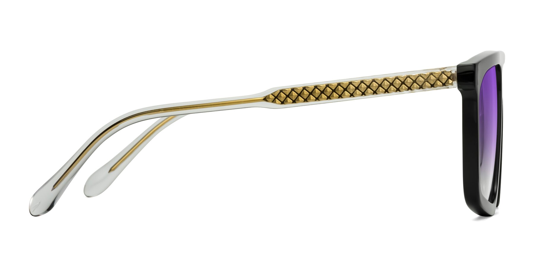 Side of Vazquez in Black/Gold with Purple Gradient Lenses