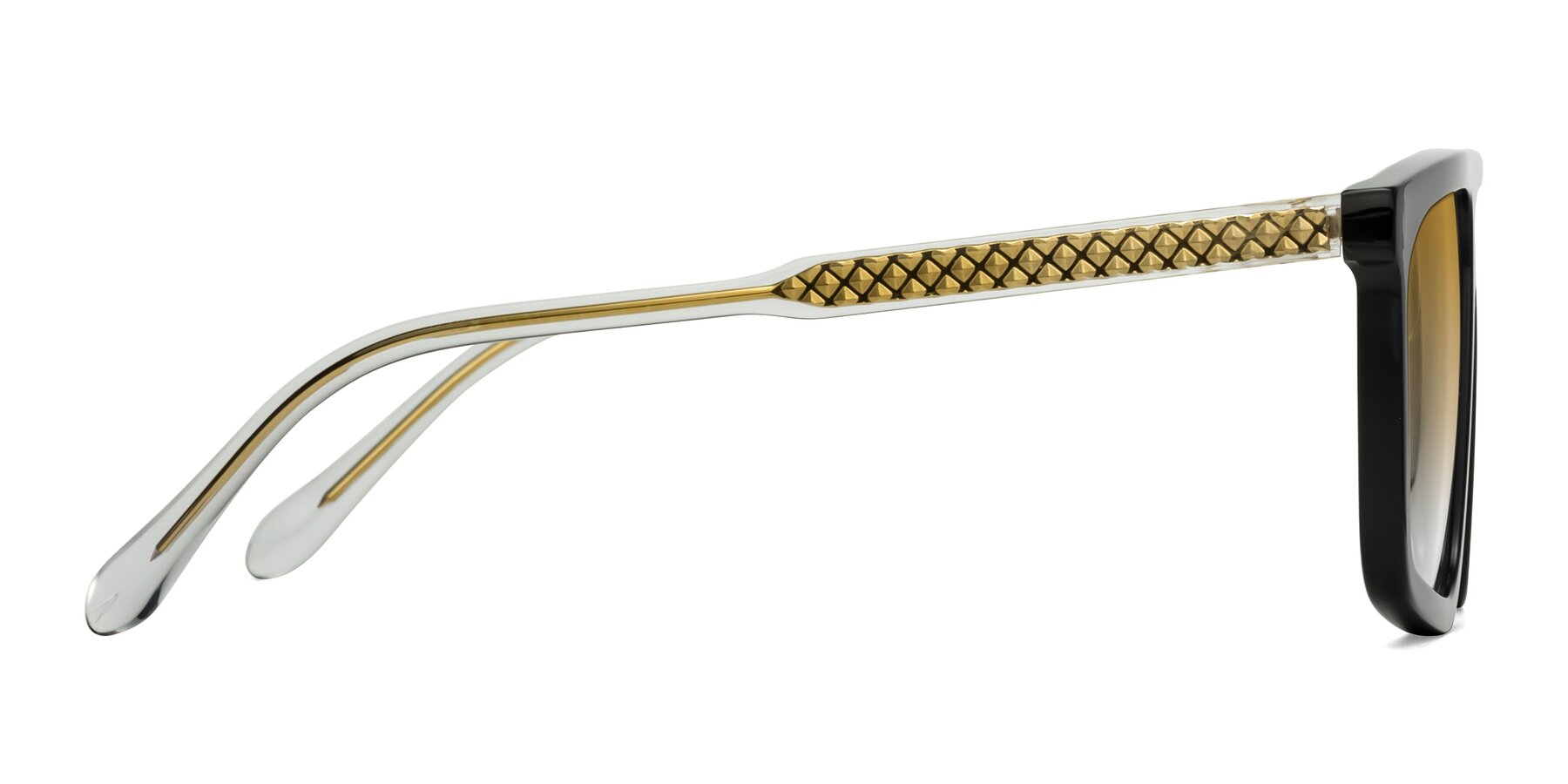 Side of Vazquez in Black/Gold with Champagne Gradient Lenses