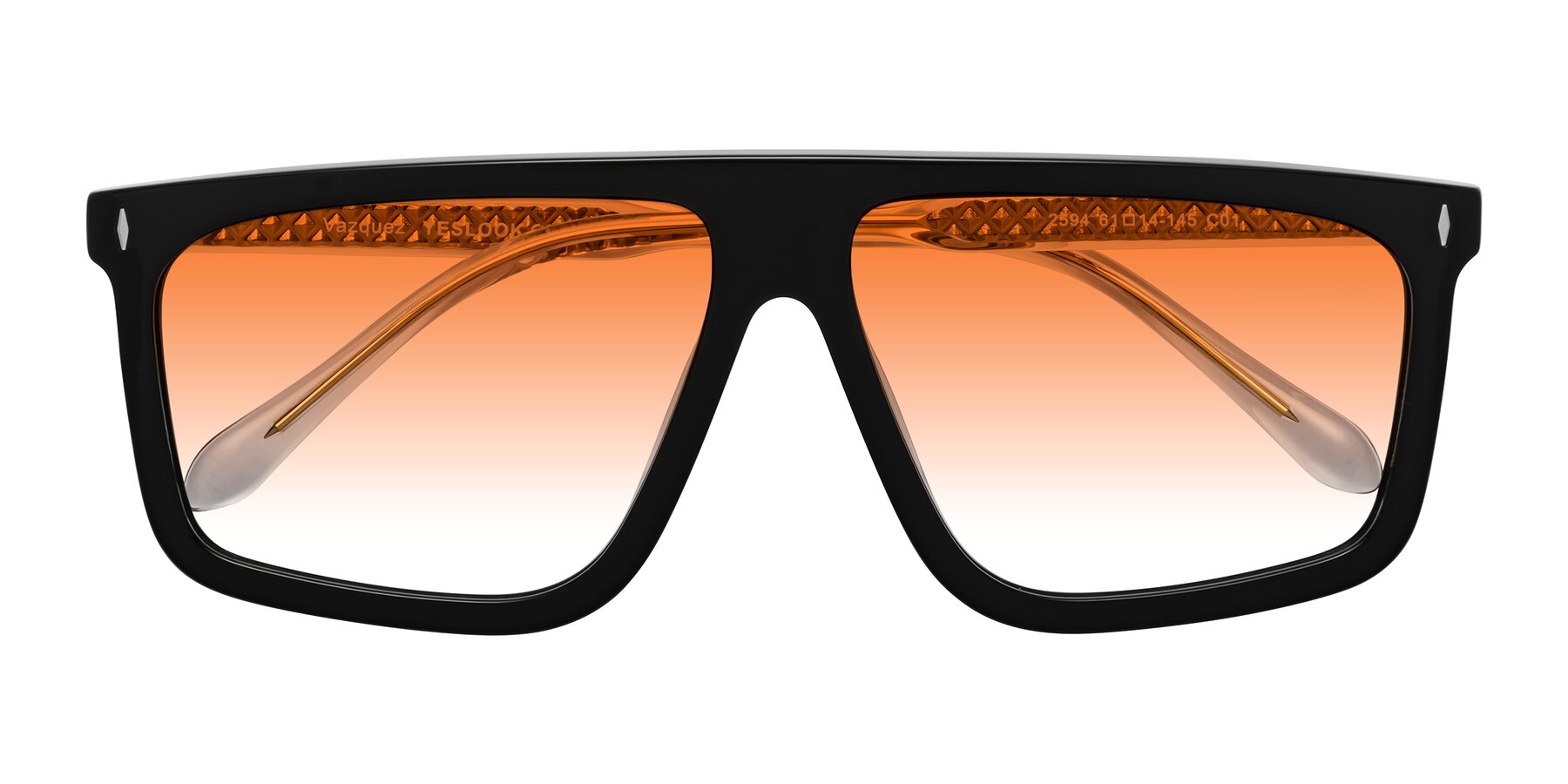 Folded Front of Vazquez in Black/Gold with Orange Gradient Lenses