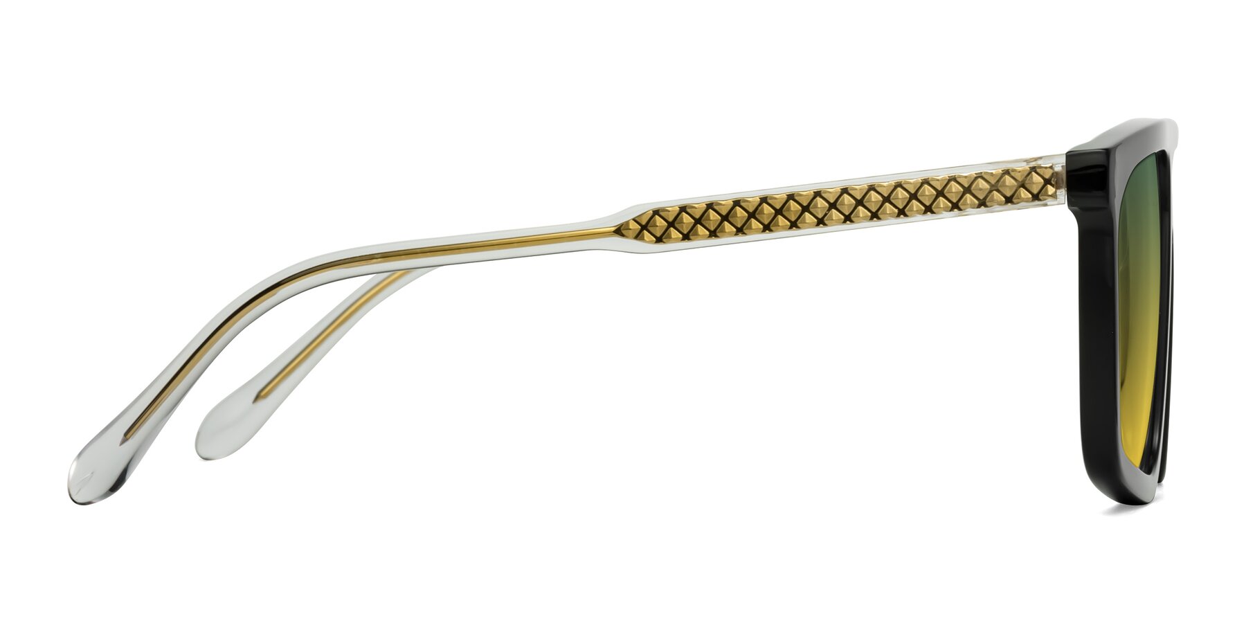 Side of Vazquez in Black/Gold with Green / Yellow Gradient Lenses