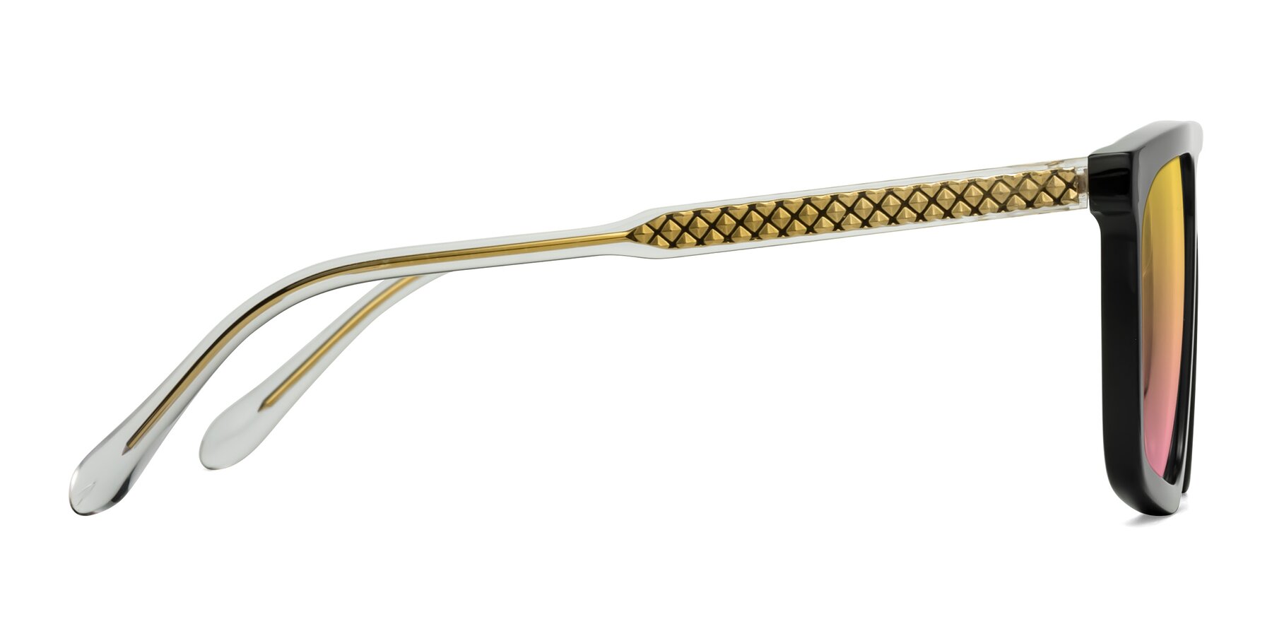 Side of Vazquez in Black/Gold with Yellow / Pink Gradient Lenses