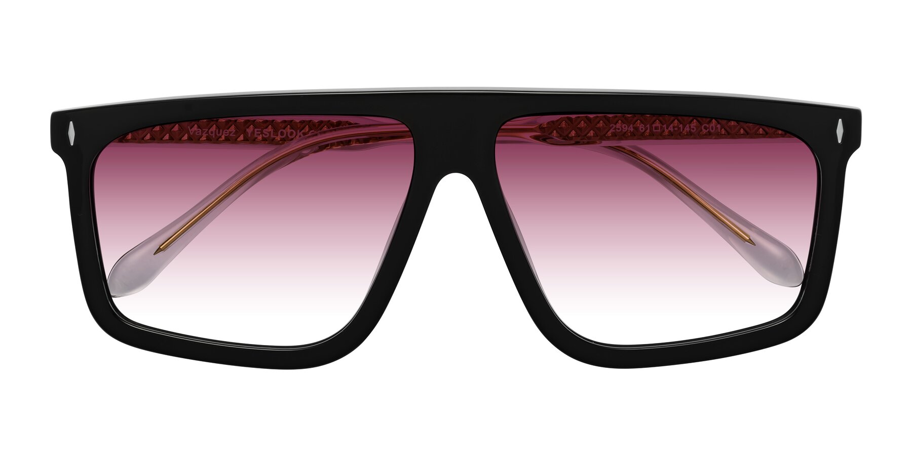 Folded Front of Vazquez in Black/Gold with Wine Gradient Lenses