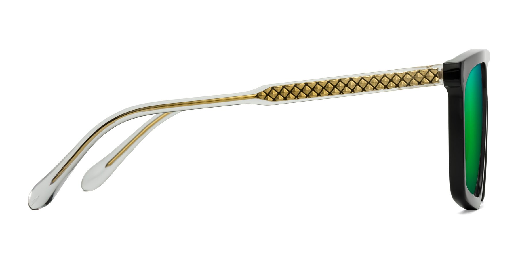 Side of Vazquez in Black/Gold with Green Mirrored Lenses