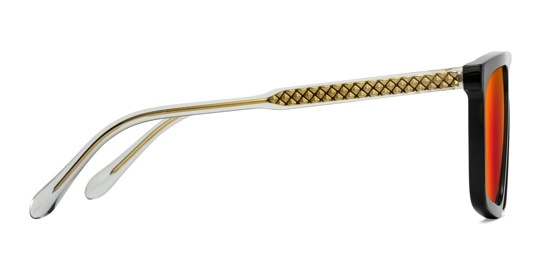 Side of Vazquez in Black/Gold with Red Gold Mirrored Lenses