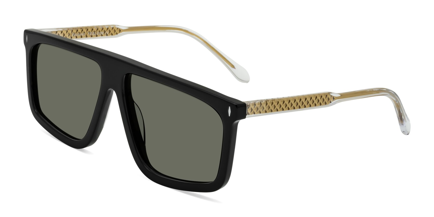 Angle of Vazquez in Black/Gold with Gray Polarized Lenses
