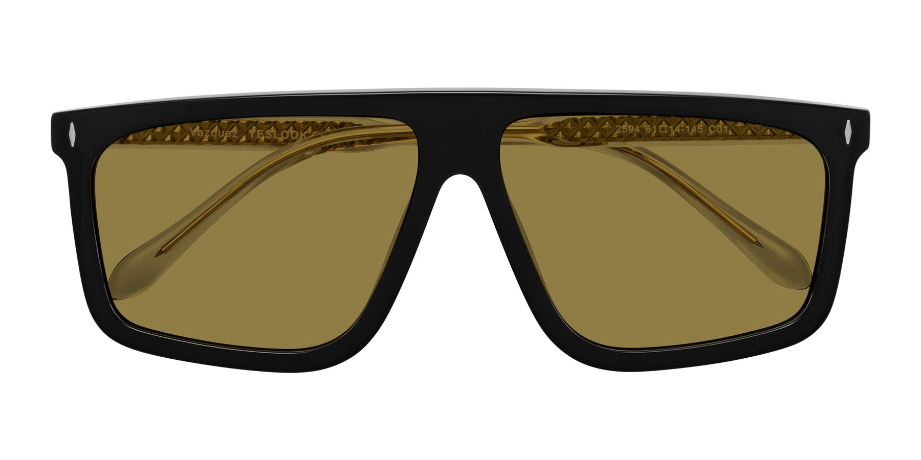 Folded Front of Vazquez in Black/Gold with Brown Polarized Lenses