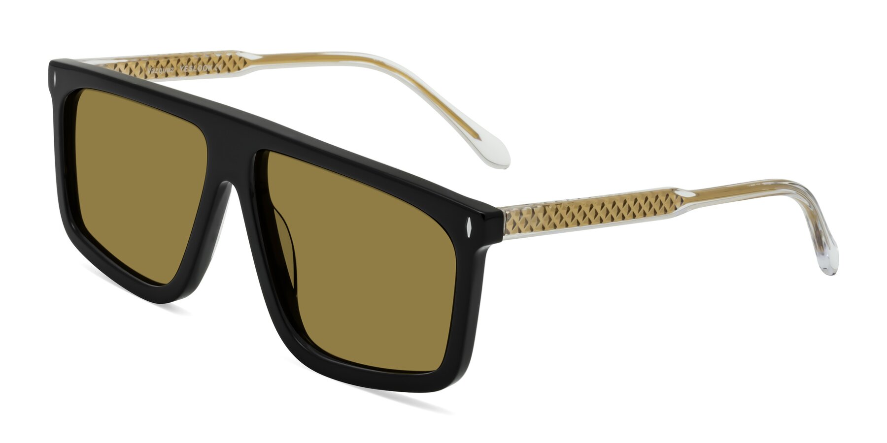 Angle of Vazquez in Black/Gold with Brown Polarized Lenses