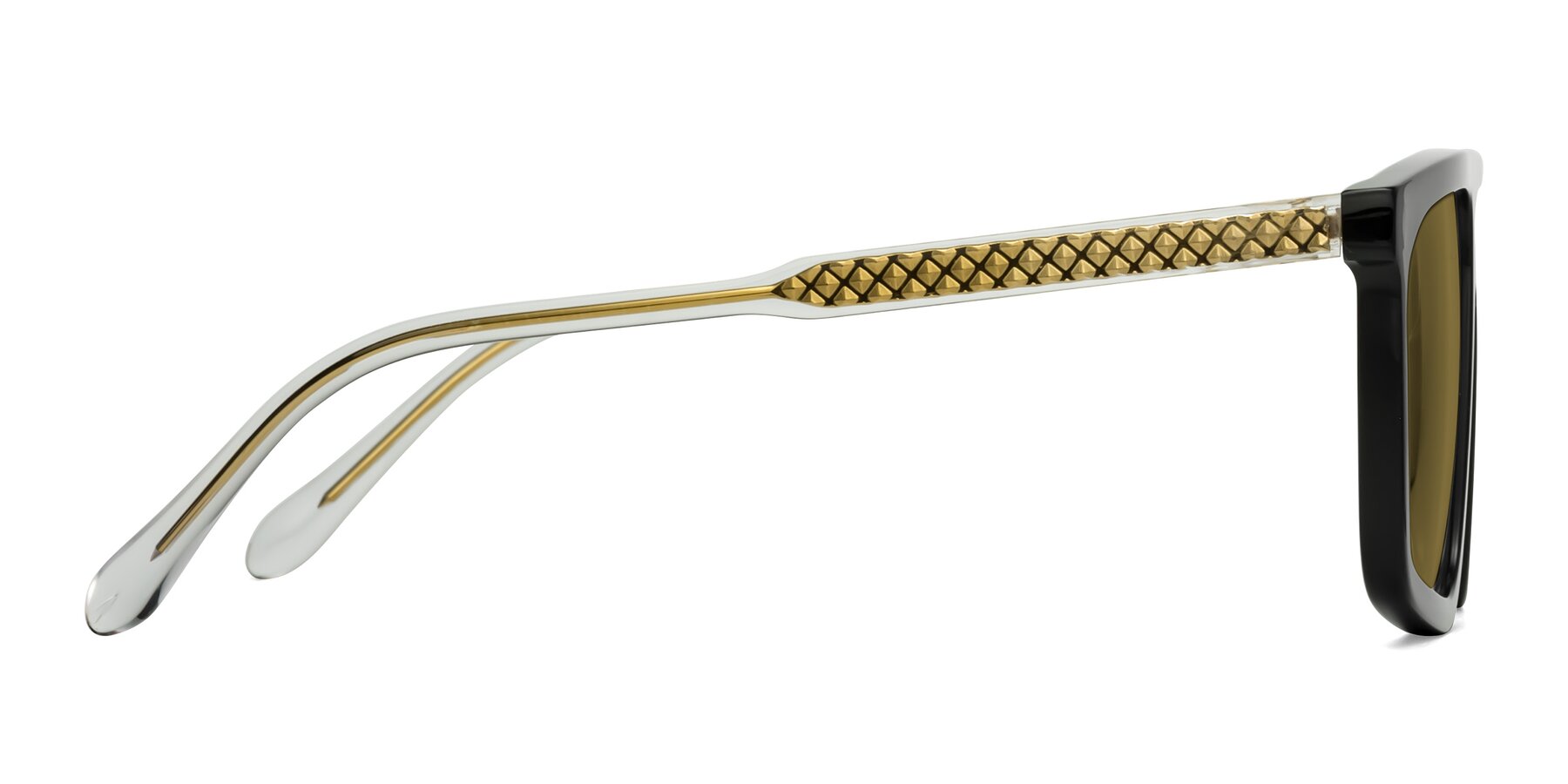 Side of Vazquez in Black/Gold with Brown Polarized Lenses