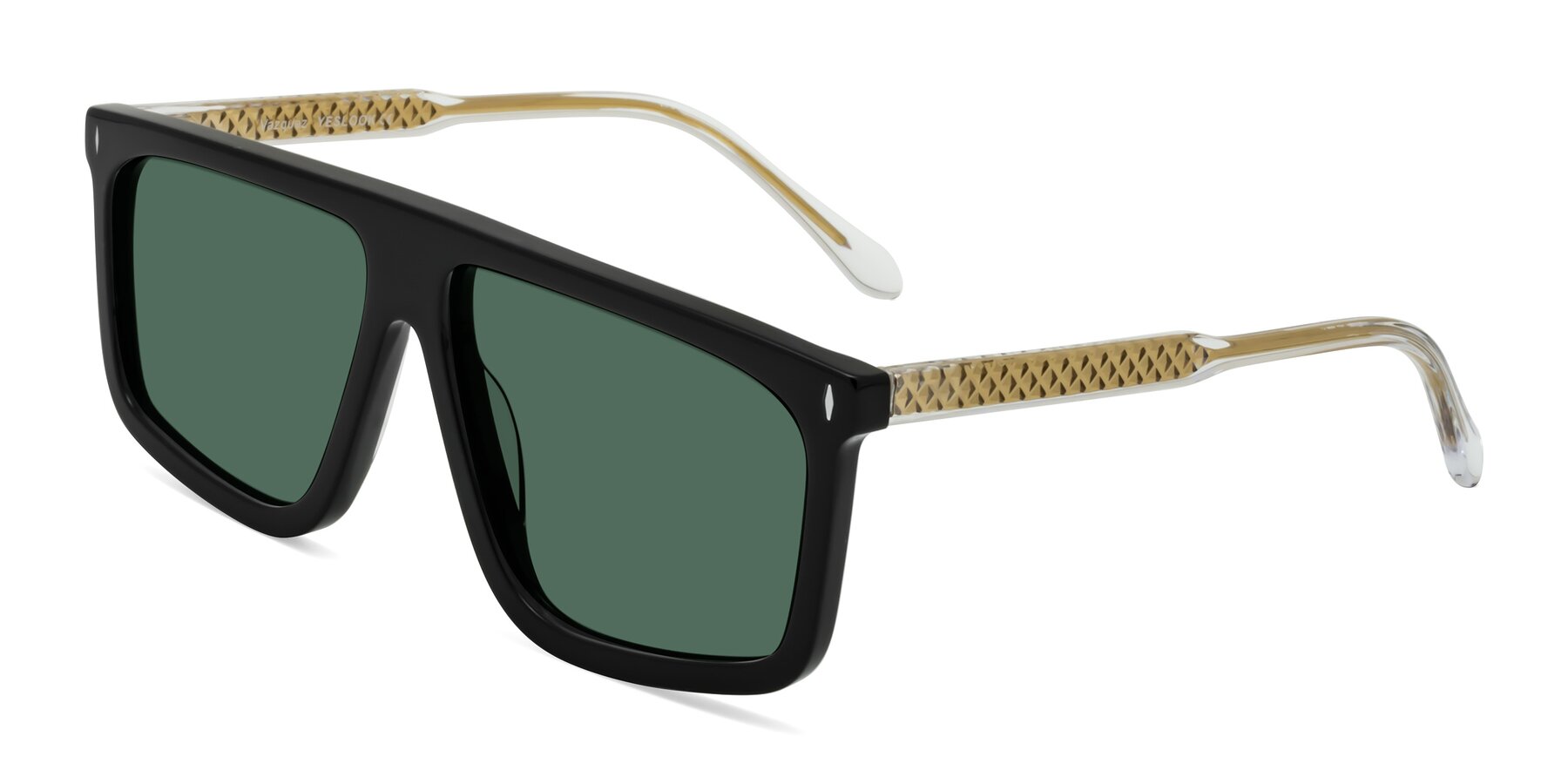 Angle of Vazquez in Black/Gold with Green Polarized Lenses