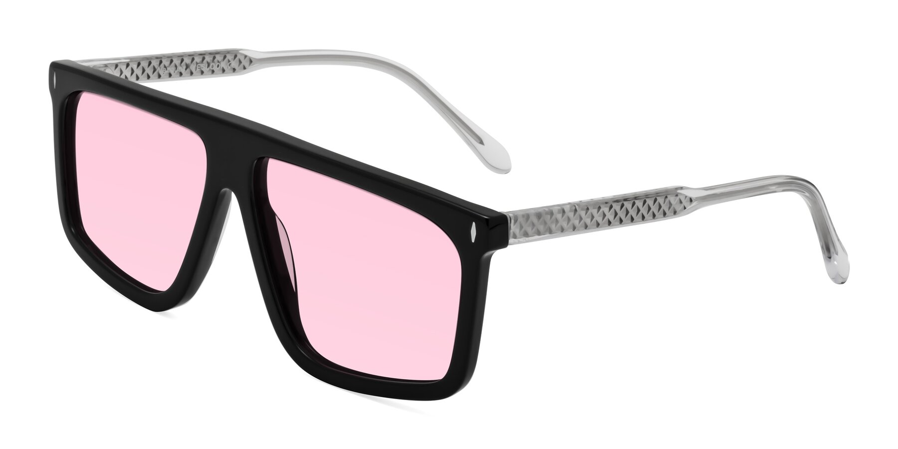 Angle of Vazquez in Black/Silver with Light Pink Tinted Lenses