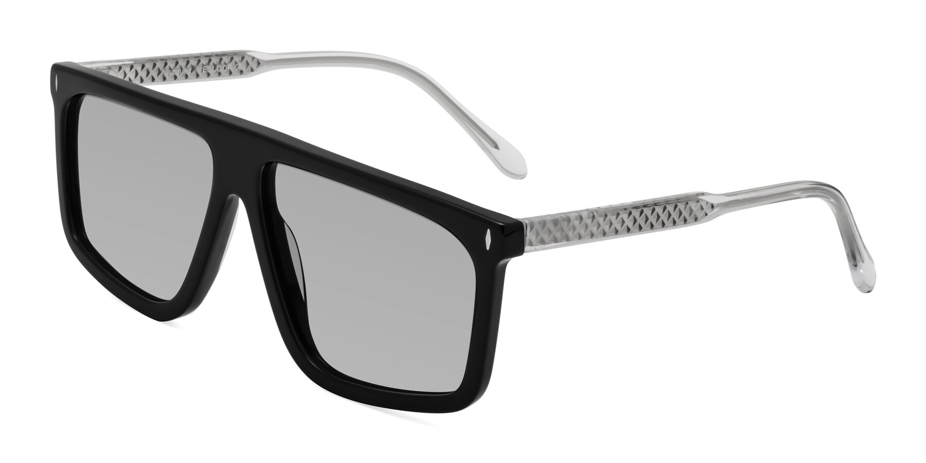 Angle of Vazquez in Black/Silver with Light Gray Tinted Lenses