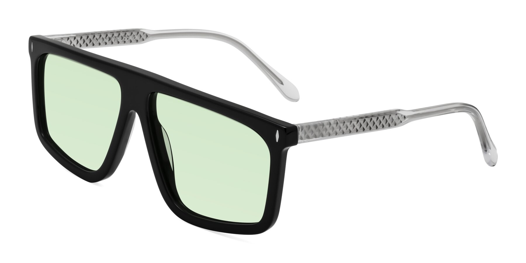 Angle of Vazquez in Black/Silver with Light Green Tinted Lenses