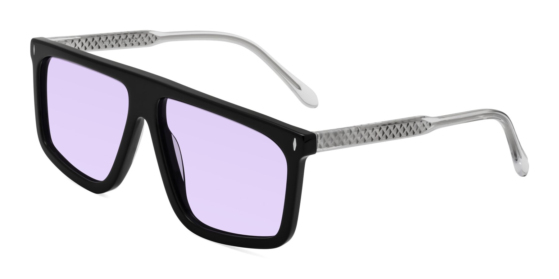 Angle of Vazquez in Black/Silver with Light Purple Tinted Lenses