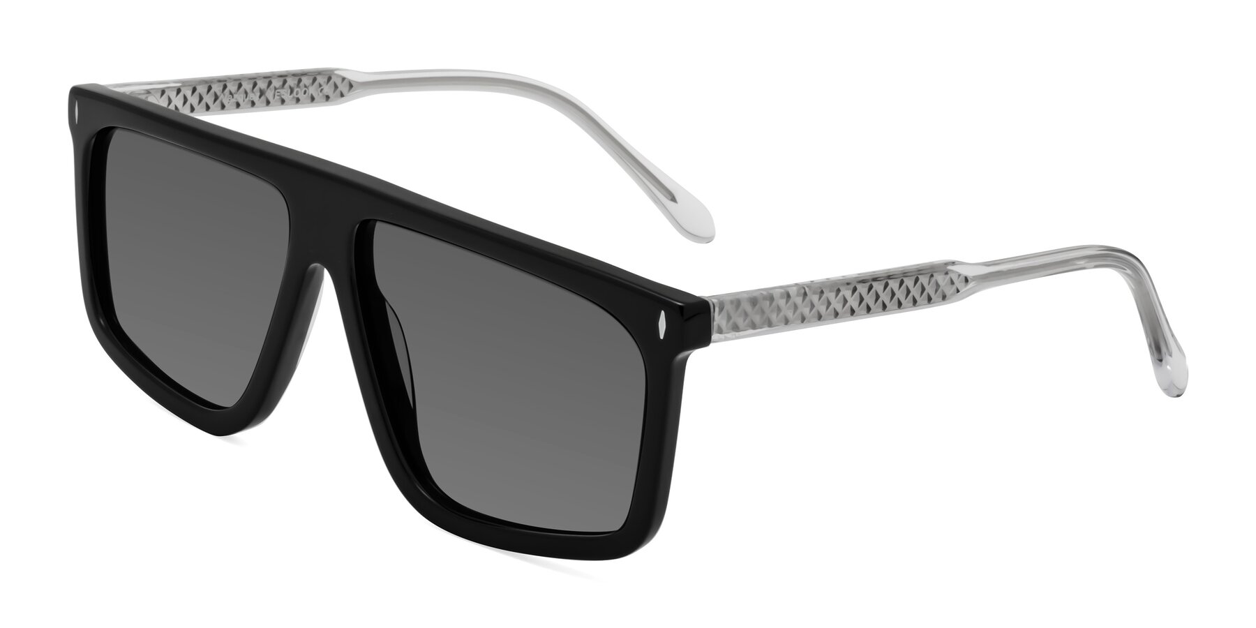 Angle of Vazquez in Black/Silver with Medium Gray Tinted Lenses