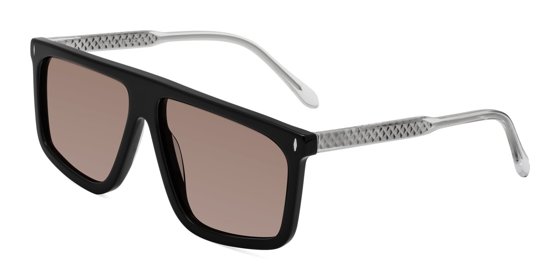 Angle of Vazquez in Black/Silver with Medium Brown Tinted Lenses