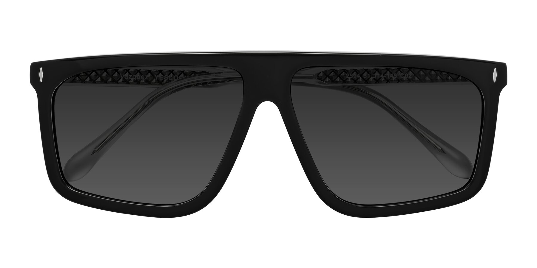 Folded Front of Vazquez in Black/Silver with Gray Tinted Lenses