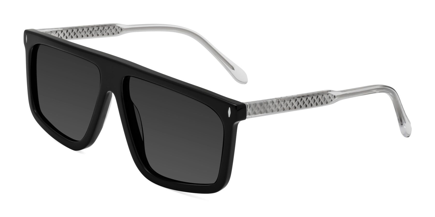 Angle of Vazquez in Black/Silver with Gray Tinted Lenses