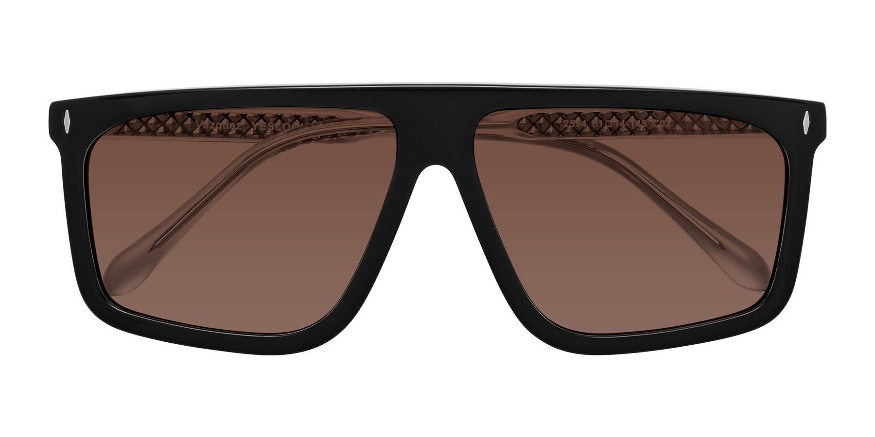 Folded Front of Vazquez in Black/Silver with Brown Tinted Lenses