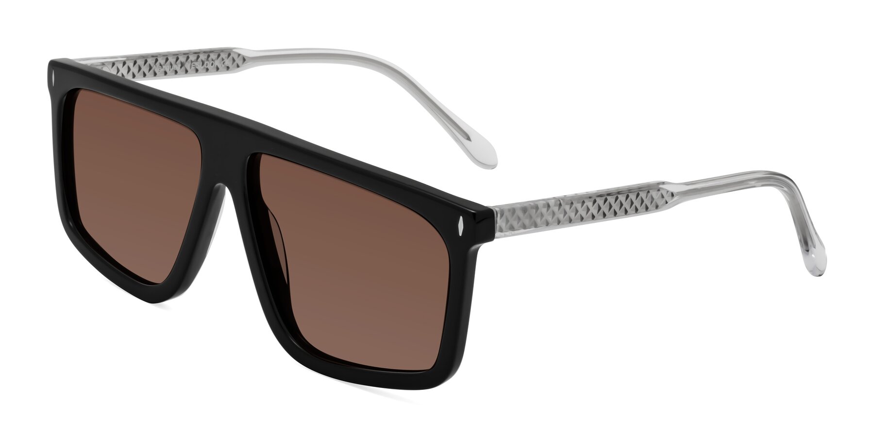 Angle of Vazquez in Black/Silver with Brown Tinted Lenses