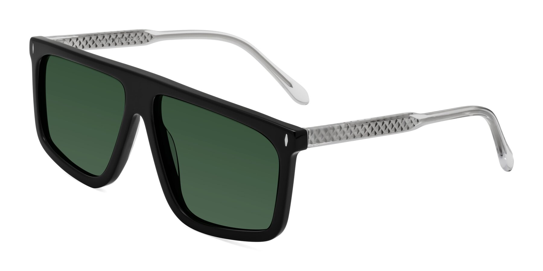 Angle of Vazquez in Black/Silver with Green Tinted Lenses
