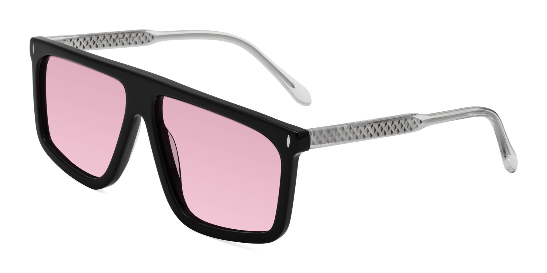 Angle of Vazquez in Black/Silver with Light Wine Tinted Lenses