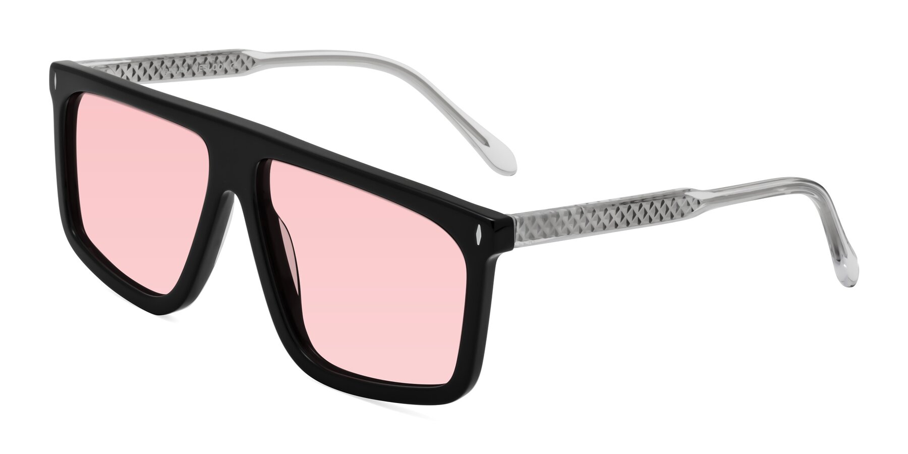 Angle of Vazquez in Black/Silver with Light Garnet Tinted Lenses