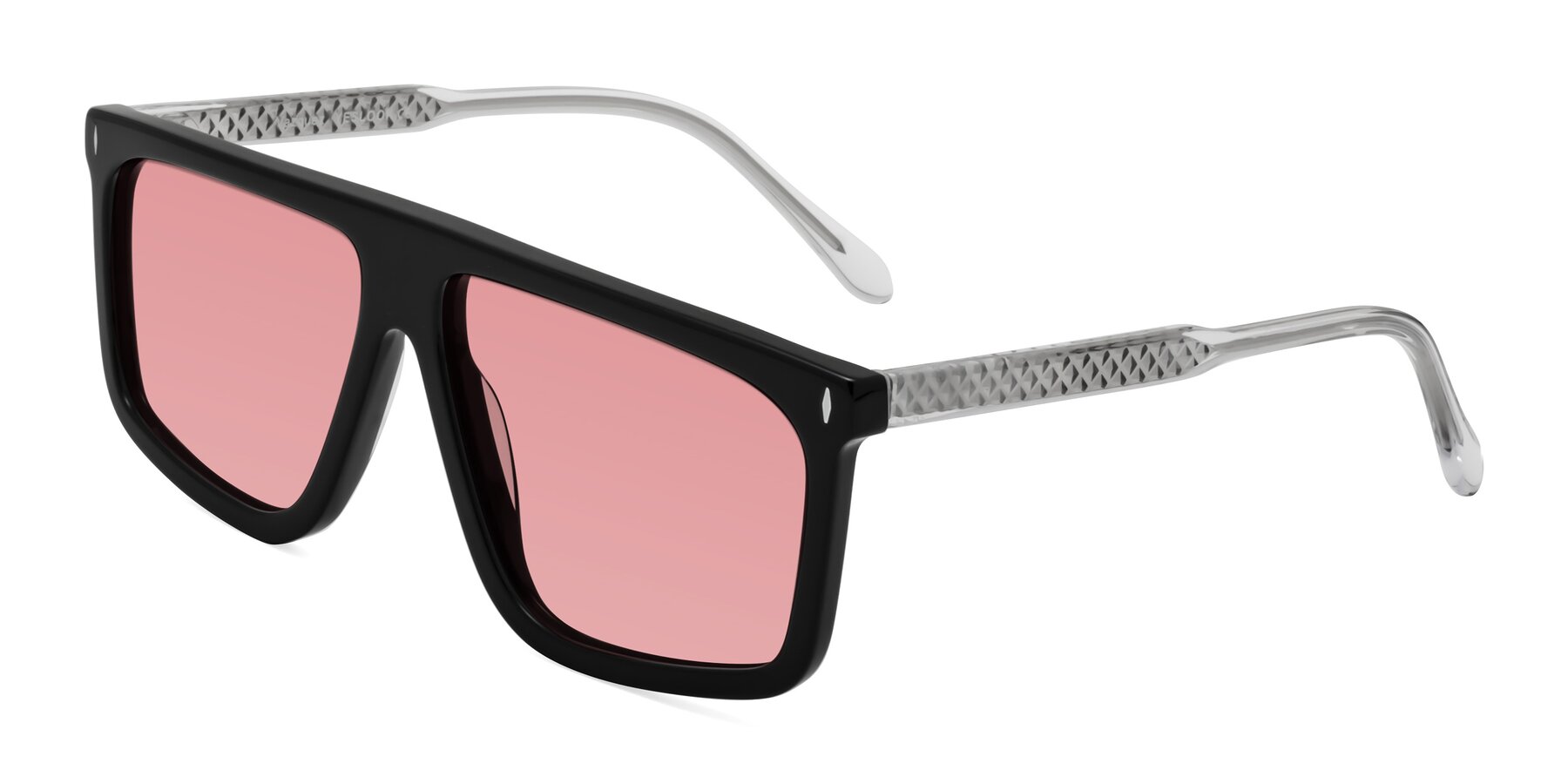 Angle of Vazquez in Black/Silver with Medium Garnet Tinted Lenses
