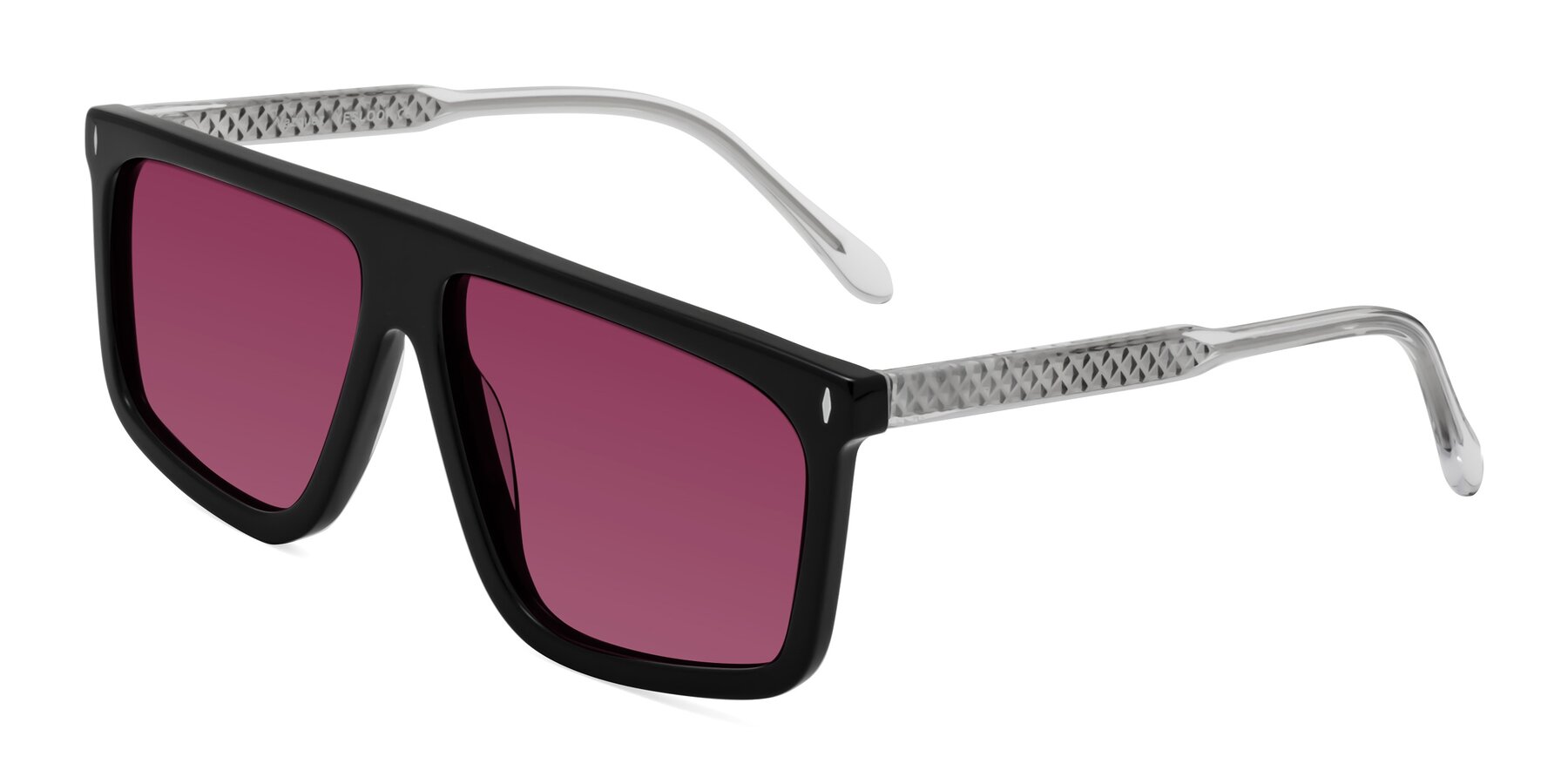 Angle of Vazquez in Black/Silver with Wine Tinted Lenses