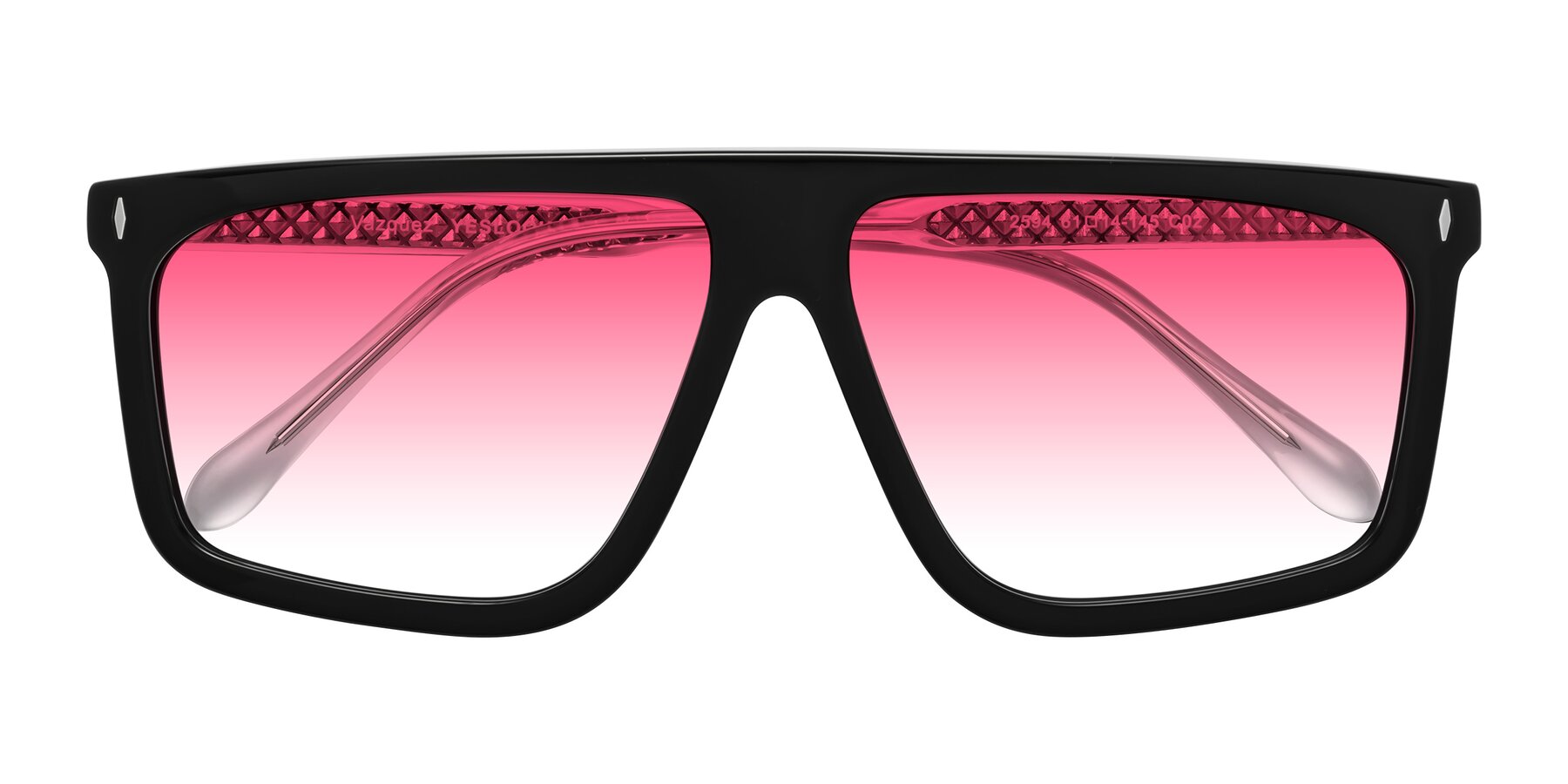 Folded Front of Vazquez in Black/Silver with Pink Gradient Lenses