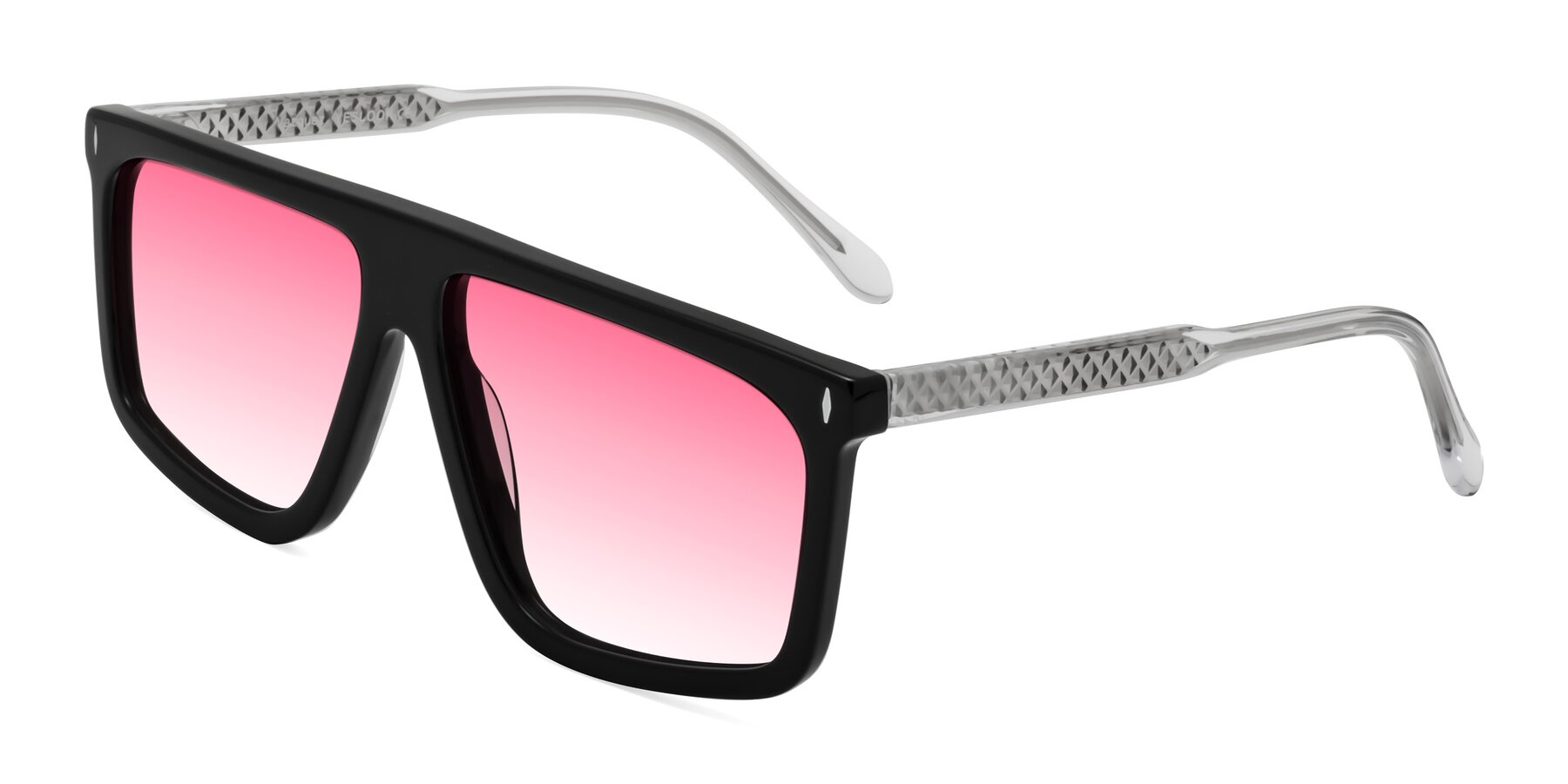Angle of Vazquez in Black/Silver with Pink Gradient Lenses