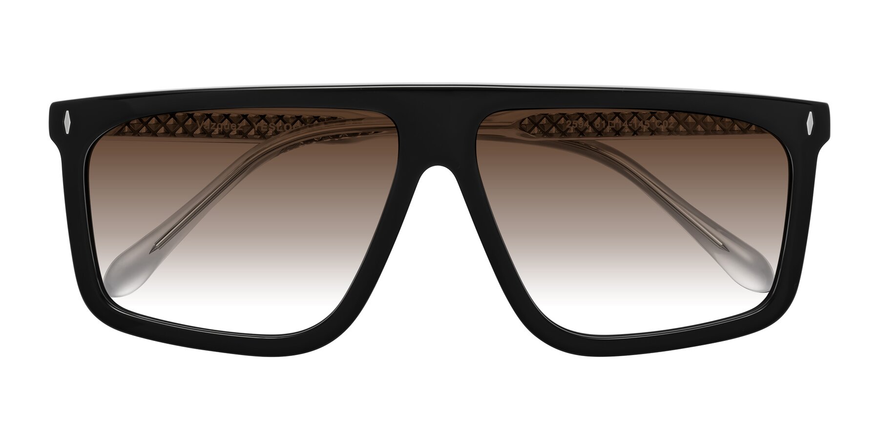 Folded Front of Vazquez in Black/Silver with Brown Gradient Lenses